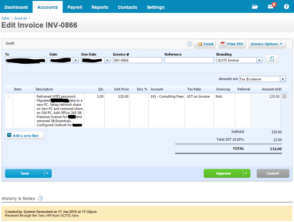 Invoice Created in Xero using SharePoint List Data